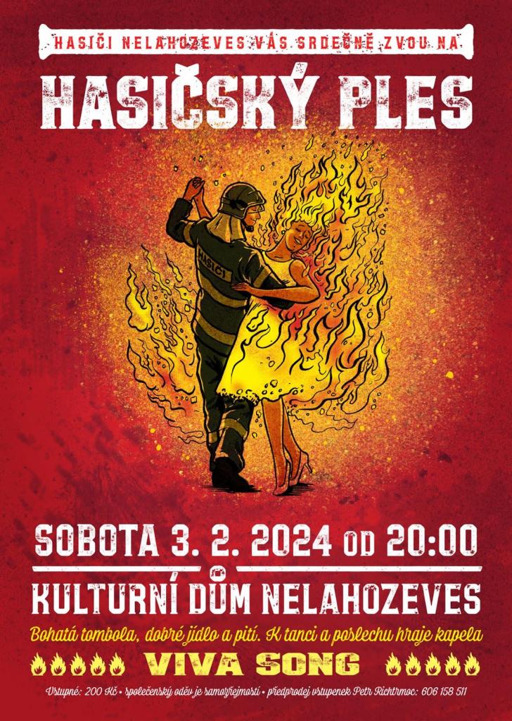 Plakát na hasičský ples Nelahozeves